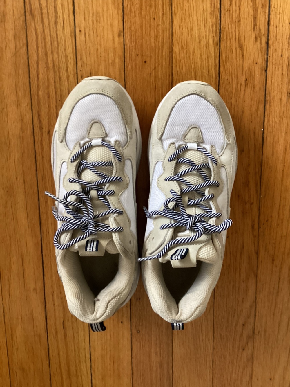 Fila Womens Cream and White Chunky Sneaker with Navy-Trim Laces